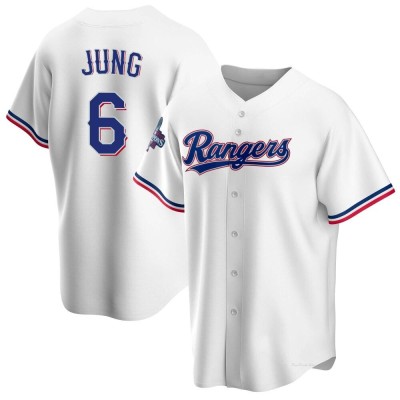 Youth Josh Jung Texas Rangers Replica White Home 2023 World Series Champions Jersey