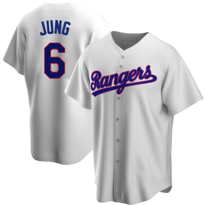 Youth Josh Jung Texas Rangers Replica White Home Cooperstown Collection Jersey