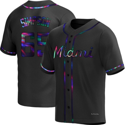 Youth Josh Simpson Miami Marlins Replica Black Holographic Alternate Jersey