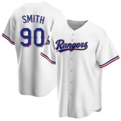 Youth Josh Smith Texas Rangers Replica White Home 2023 World Series Champions Jersey