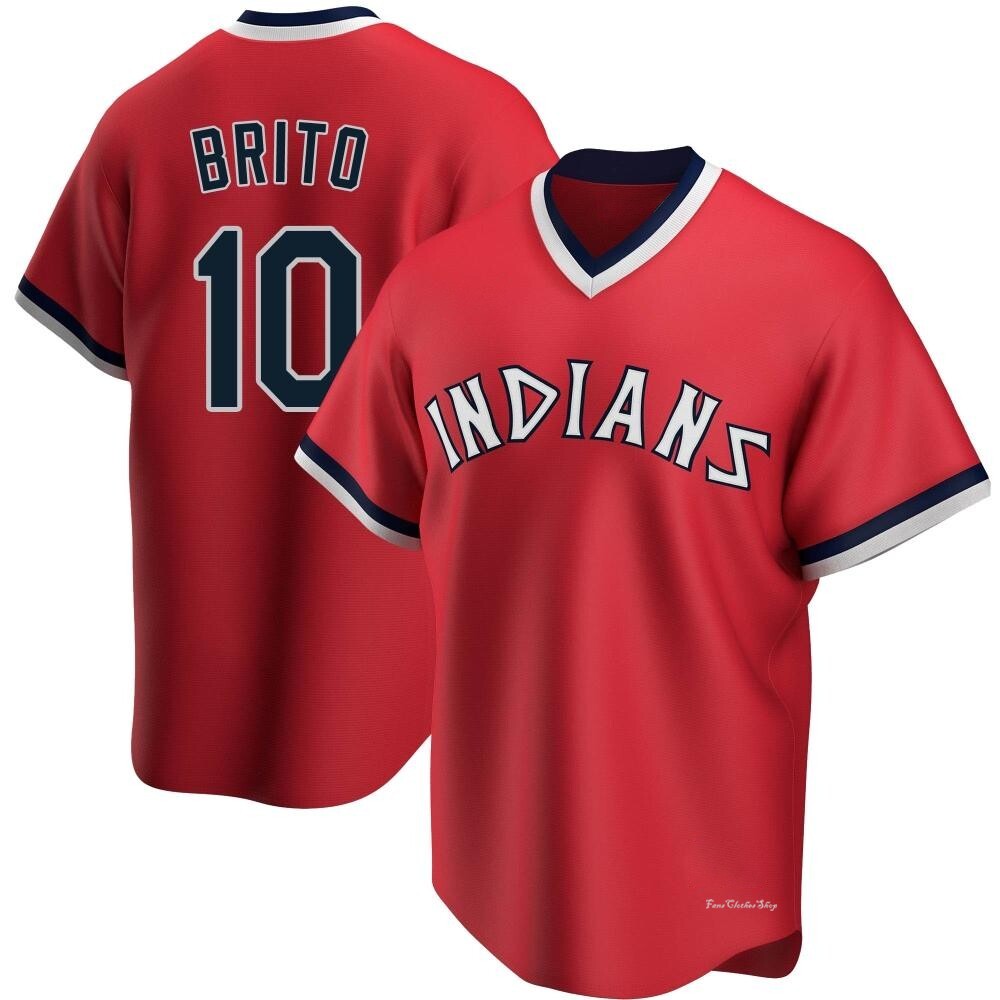Youth Juan Brito Cleveland Guardians Replica Red Road Cooperstown Collection Jersey