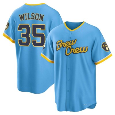Youth Justin Wilson Milwaukee Brewers Replica Blue Powder 2022 City Connect Jersey