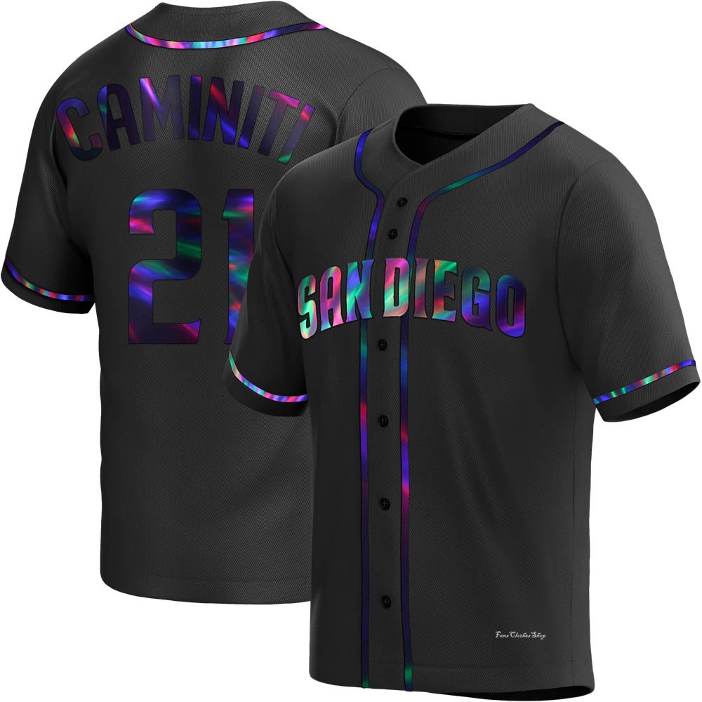 Youth Ken Caminiti San Diego Padres Replica Black Holographic Alternate Jersey