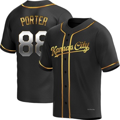 Youth Logan Porter Kansas City Royals Replica Black Golden Alternate Jersey