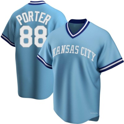 Youth Logan Porter Kansas City Royals Replica Light Blue Road Cooperstown Collection Jersey
