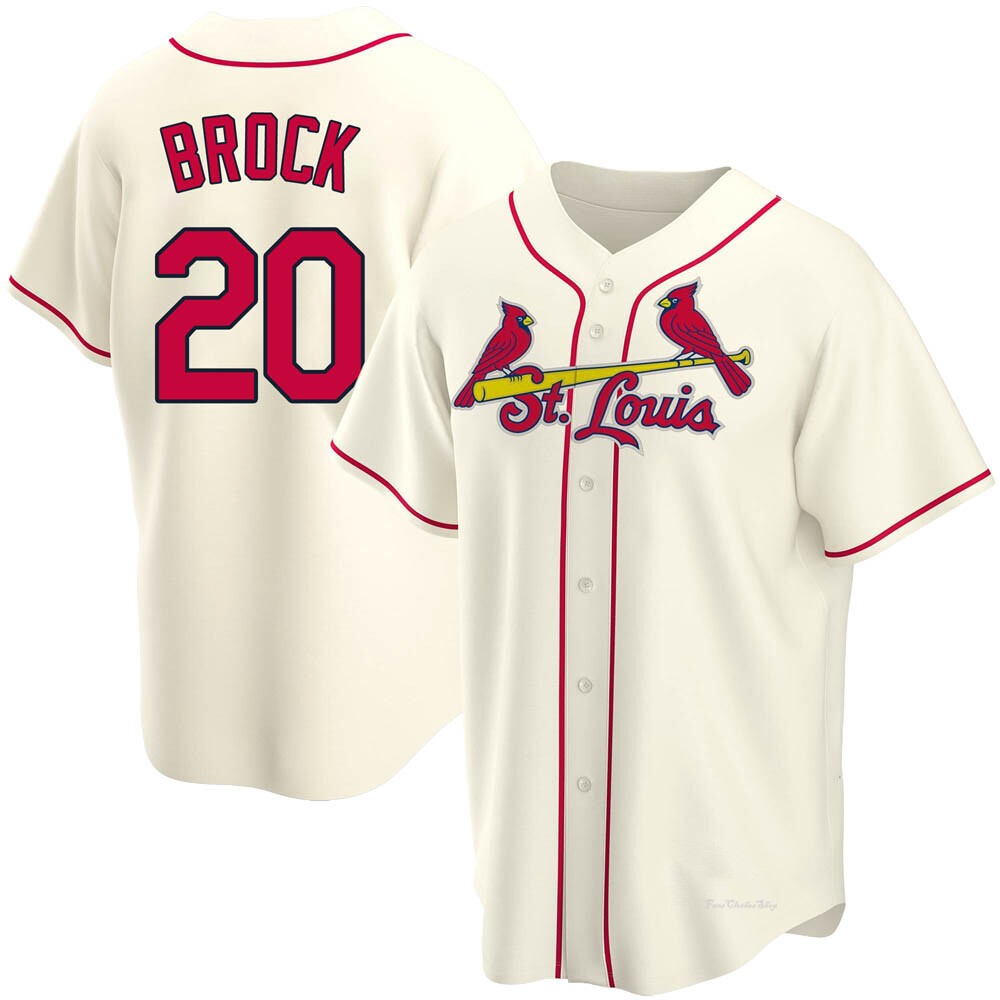 Youth Lou Brock St. Louis Cardinals Replica Cream Alternate Jersey