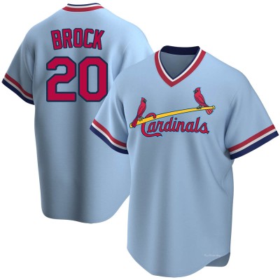 Youth Lou Brock St. Louis Cardinals Replica Light Blue Road Cooperstown Collection Jersey