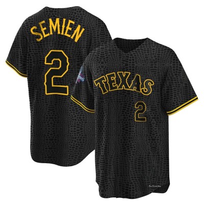 Youth Marcus Semien Texas Rangers Replica Black Snake Skin City 2023 World Series Champions Jersey