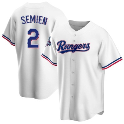 Youth Marcus Semien Texas Rangers Replica White Home 2023 World Series Champions Jersey