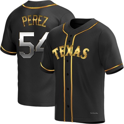 Youth Martin Perez Texas Rangers Replica Black Golden Alternate Jersey