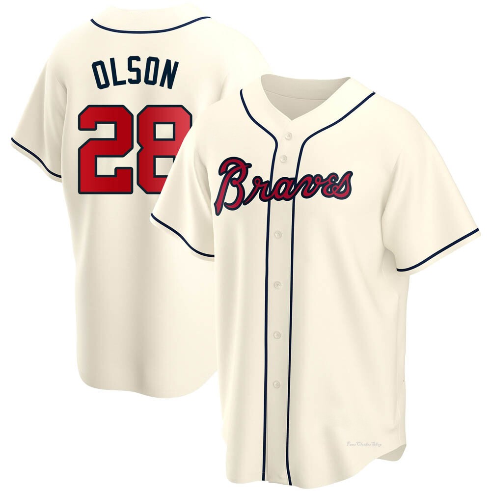 Youth Matt Olson Atlanta Braves Replica Cream Alternate Jersey