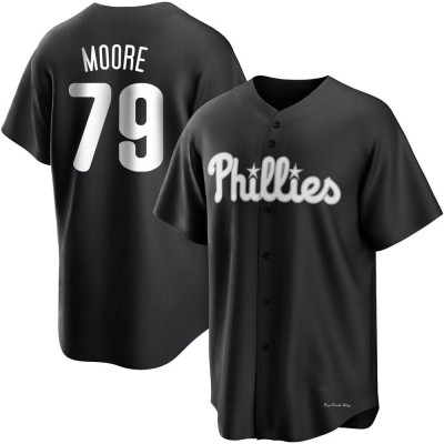 Youth McKinley Moore Philadelphia Phillies Replica Black/White Jersey