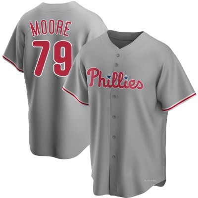 Youth McKinley Moore Philadelphia Phillies Replica Gray Road Jersey