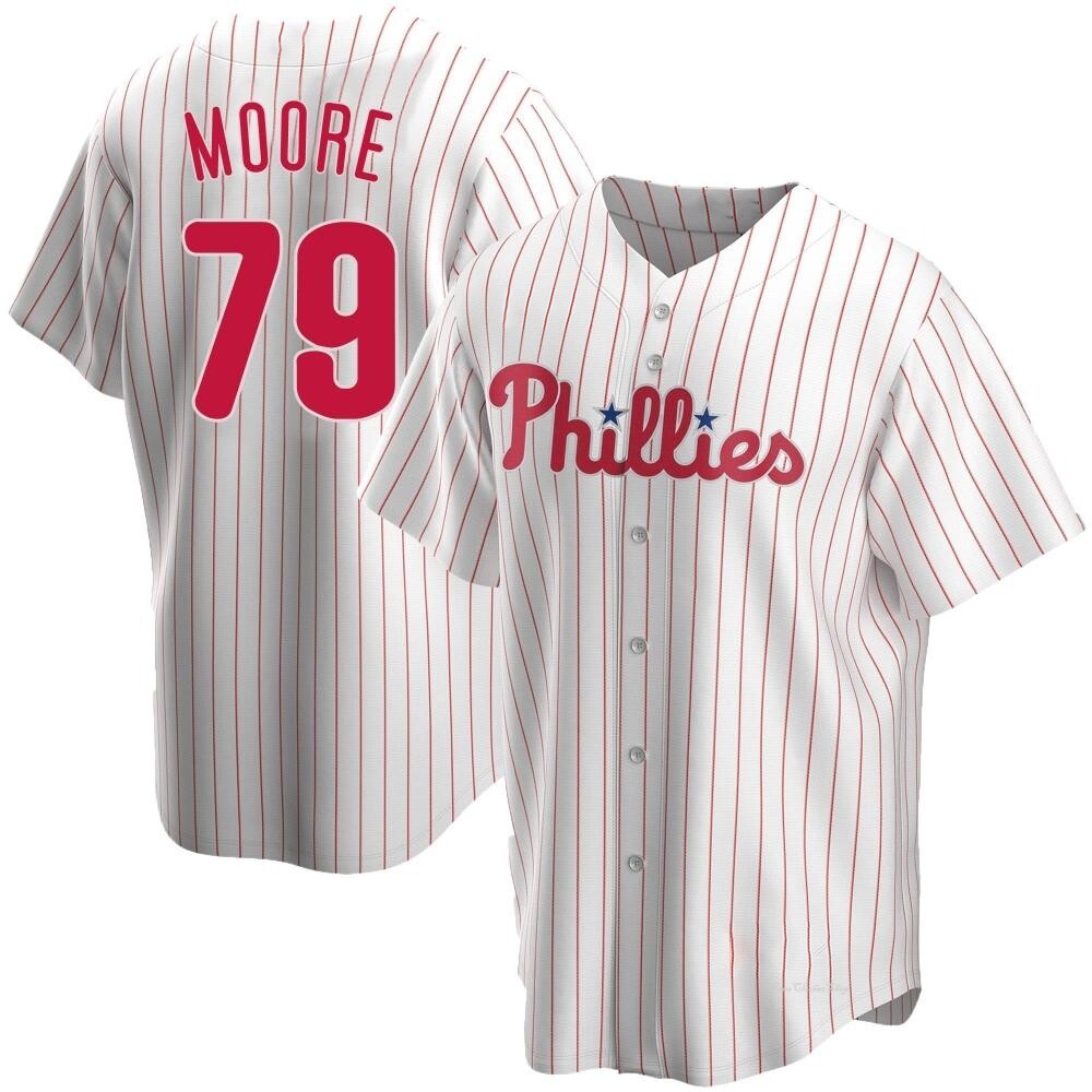 Youth McKinley Moore Philadelphia Phillies Replica White Home Jersey