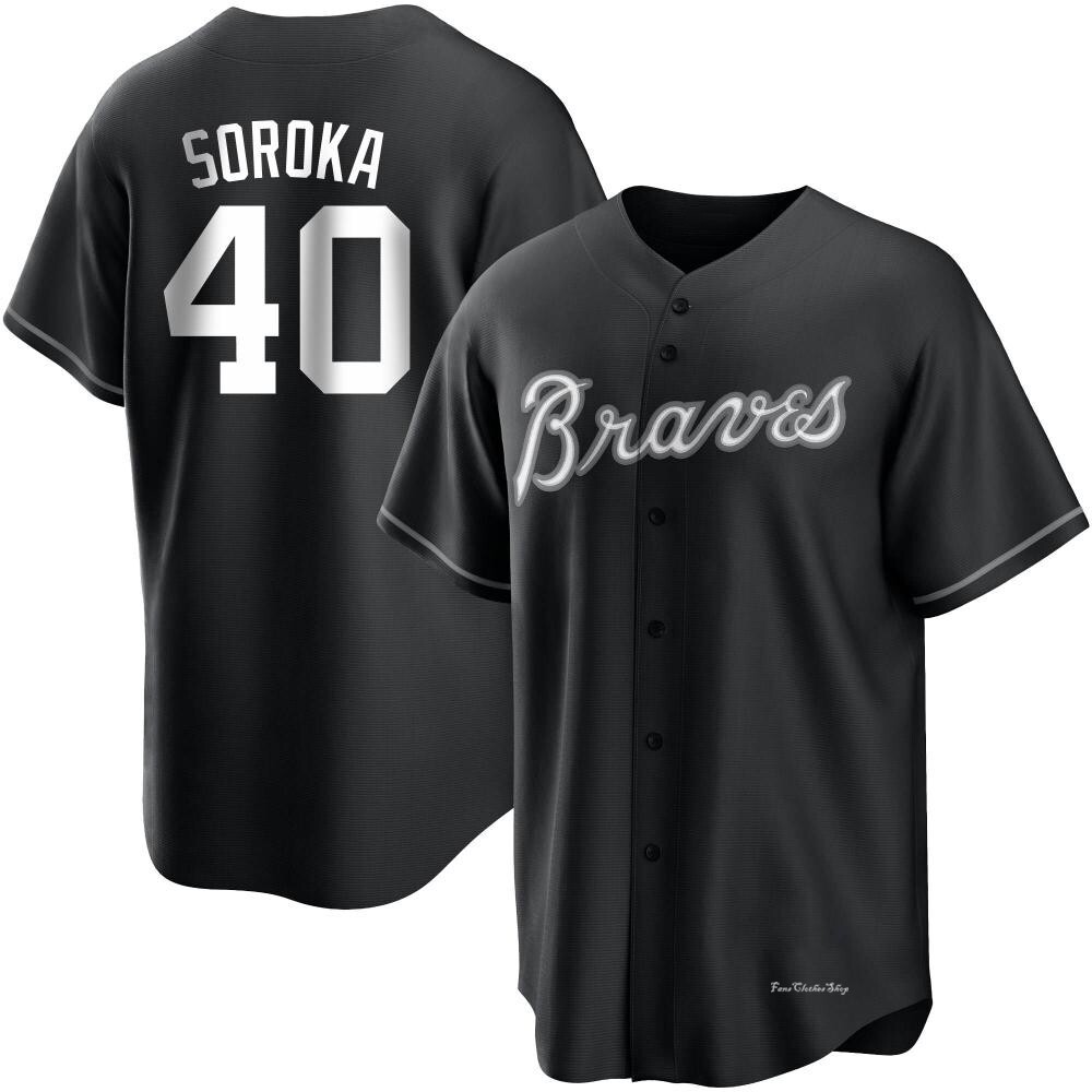 Youth Michael Soroka Atlanta Braves Replica Black/White Jersey