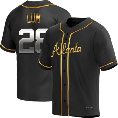 Youth Mike Lum Atlanta Braves Replica Black Golden Alternate Jersey