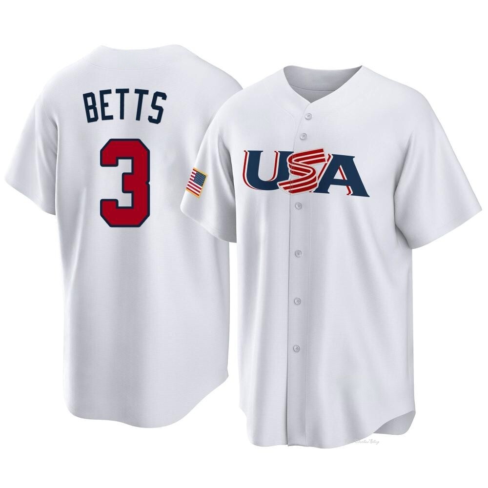 Youth Mookie Betts Los Angeles Dodgers Replica White USA Baseball 2023 World Baseball Classic Jersey