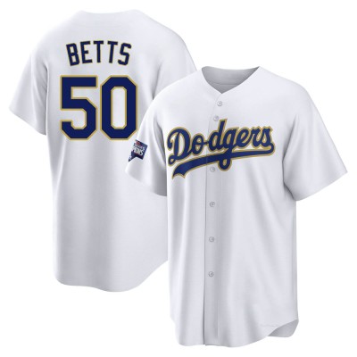 Youth Mookie Betts Los Angeles Dodgers Replica White/Gold 2021 Gold Program Player Jersey