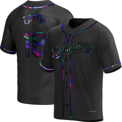 Youth Nate Eaton Kansas City Royals Replica Black Holographic Alternate Jersey