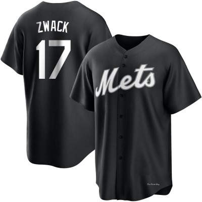 Youth Nick Zwack New York Mets Replica Black/White Jersey
