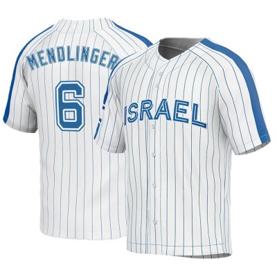 Youth Noah Mendlinger Israel Baseball Replica White 2023 World Baseball Classic Jersey