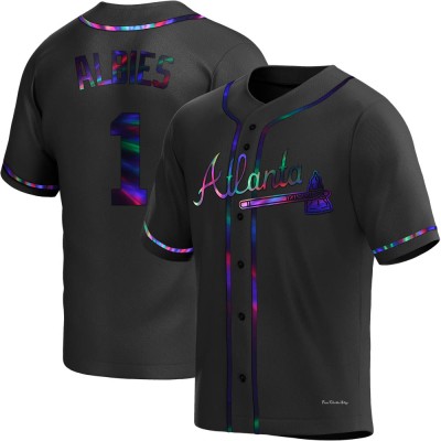 Youth Ozzie Albies Atlanta Braves Replica Black Holographic Alternate Jersey