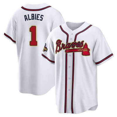 Youth Ozzie Albies Atlanta Braves Replica Gold White 2022 Program Jersey