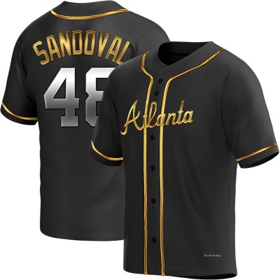 Youth Pablo Sandoval Atlanta Braves Replica Black Golden Alternate Jersey
