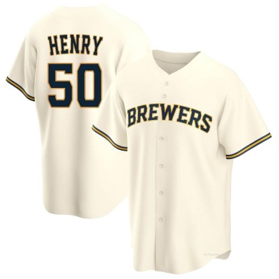 Youth Payton Henry Milwaukee Brewers Replica Cream Home Jersey