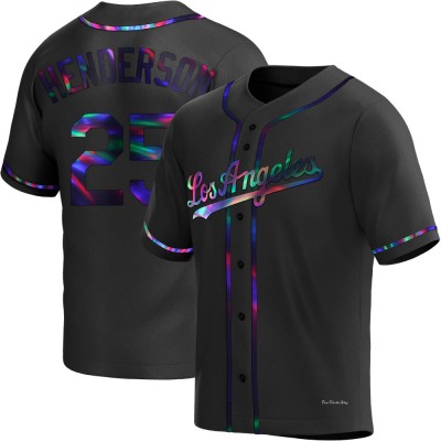 Youth Rickey Henderson Los Angeles Dodgers Replica Black Holographic Alternate Jersey