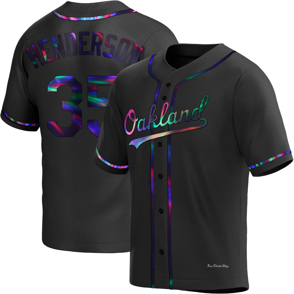 Youth Rickey Henderson Oakland Athletics Replica Black Holographic Alternate Jersey