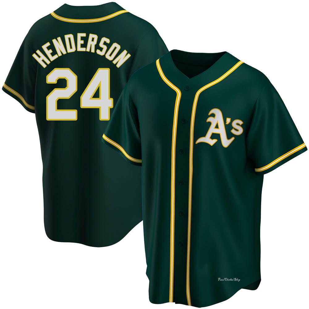 Youth Rickey Henderson Oakland Athletics Replica Green Alternate Jersey