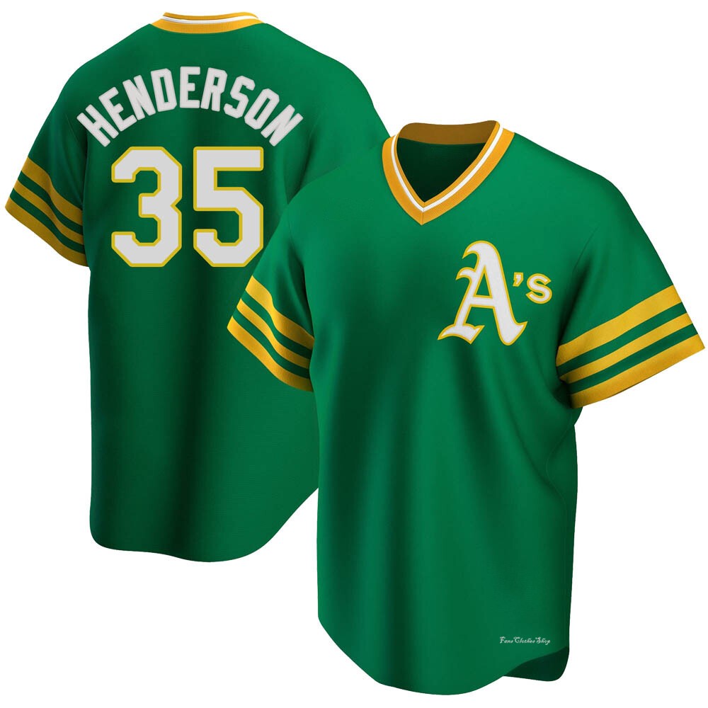 Youth Rickey Henderson Oakland Athletics Replica Green R Kelly Road Cooperstown Collection Jersey