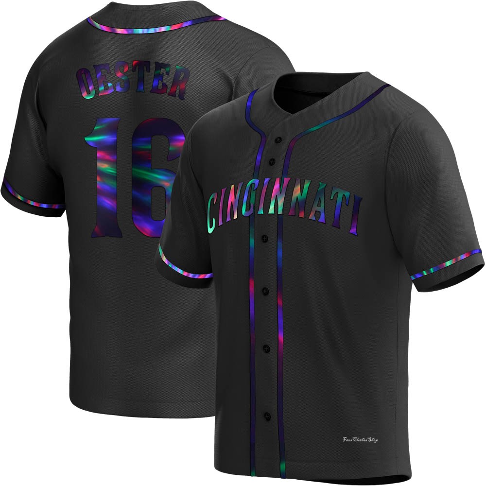 Youth Ron Oester Cincinnati Reds Replica Black Holographic Alternate Jersey