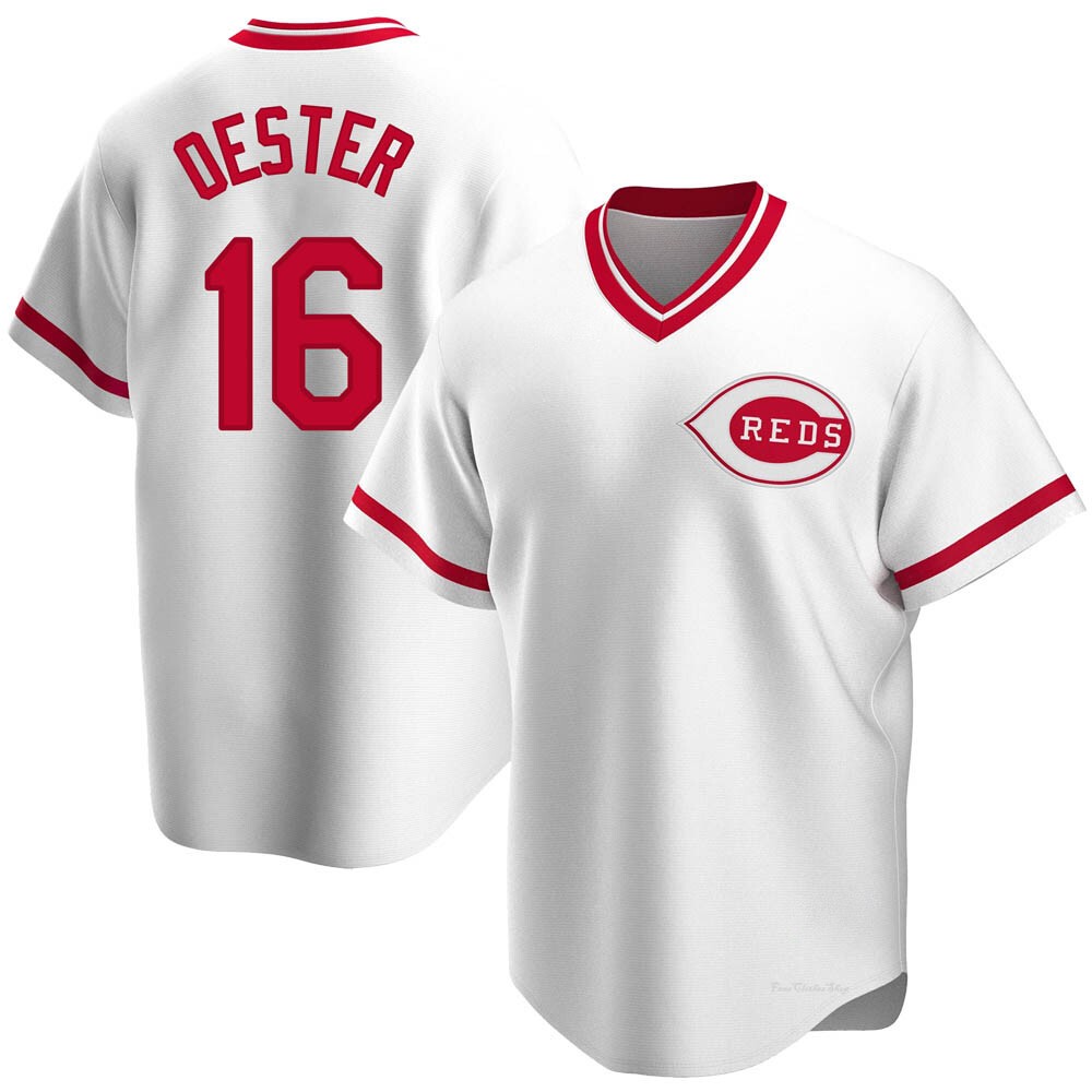Youth Ron Oester Cincinnati Reds Replica White Home Cooperstown Collection Jersey