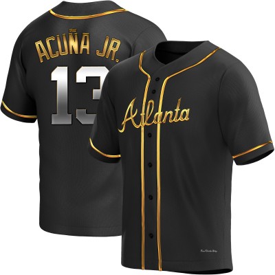 Youth Ronald Acuna Jr. Atlanta Braves Replica Black Golden Alternate Jersey