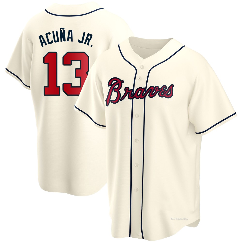 Youth Ronald Acuna Jr. Atlanta Braves Replica Cream Alternate Jersey