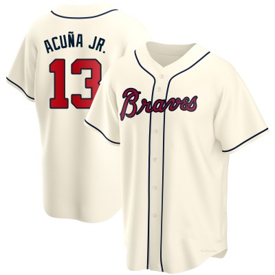 Youth Ronald Acuna Jr. Atlanta Braves Replica Cream Alternate Jersey