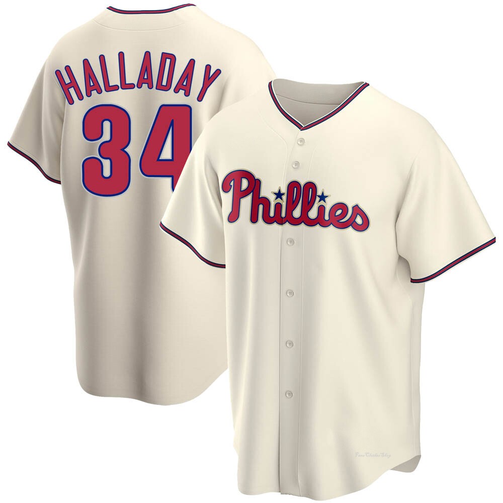 Youth Roy Halladay Philadelphia Phillies Replica Cream Alternate Jersey