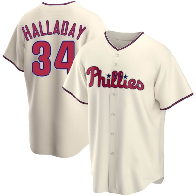 Youth Roy Halladay Philadelphia Phillies Replica Cream Alternate Jersey