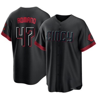 Youth Sal Romano Cincinnati Reds Replica Black 2023 City Connect Jersey