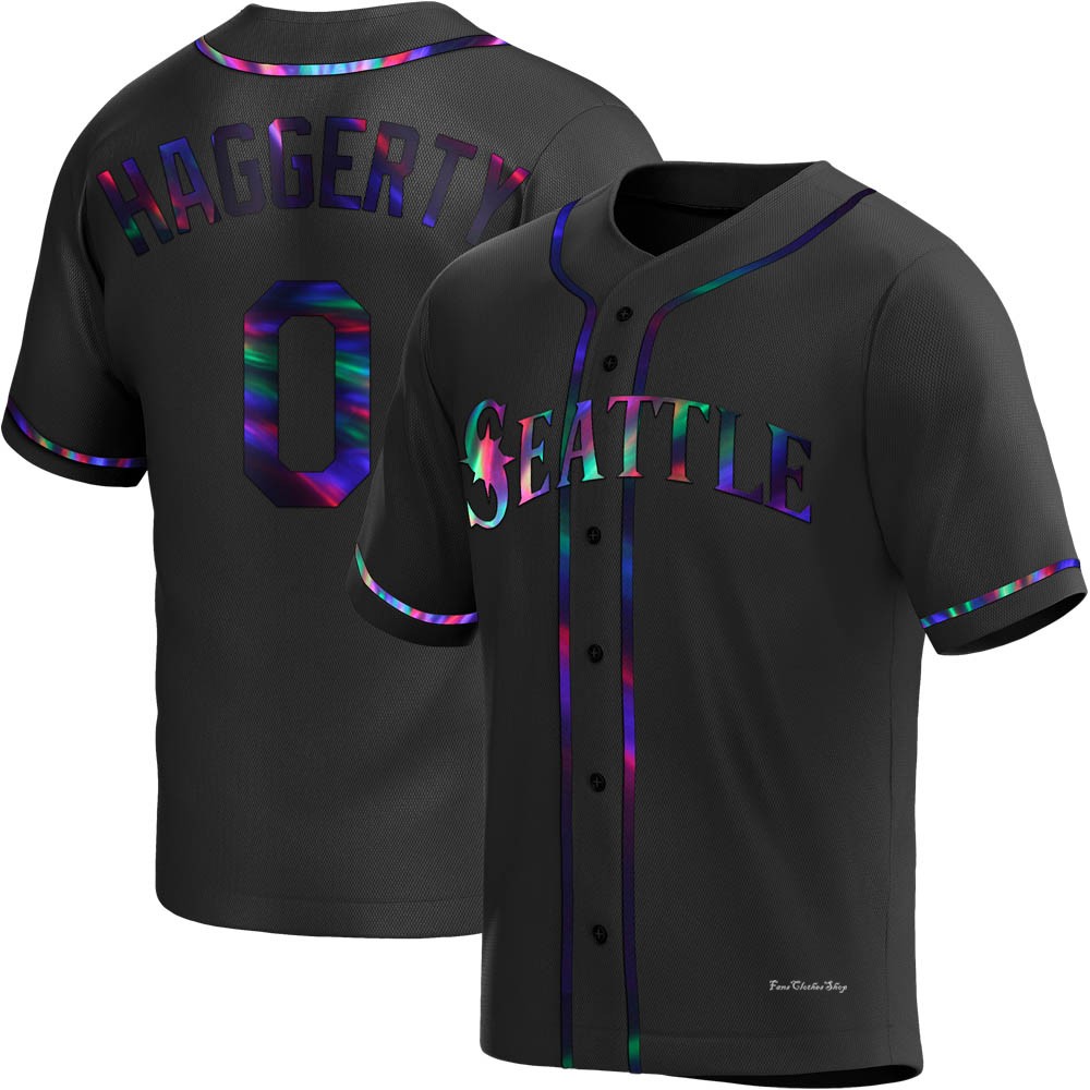 Youth Sam Haggerty Seattle Mariners Replica Black Holographic Alternate Jersey