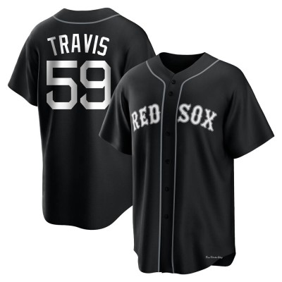 Youth Sam Travis Boston Red Sox Replica Black/White Jersey