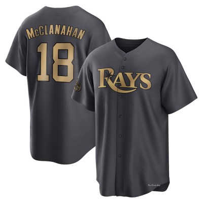 Youth Shane McClanahan Tampa Bay Rays Game Charcoal Replica 2022 All-Star Jersey