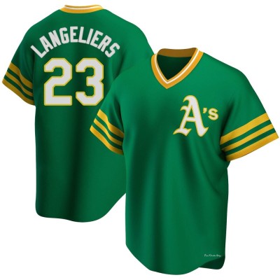 Youth Shea Langeliers Oakland Athletics Replica Green R Kelly Road Cooperstown Collection Jersey