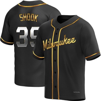 Youth TJ Shook Milwaukee Brewers Replica Black Golden Alternate Jersey