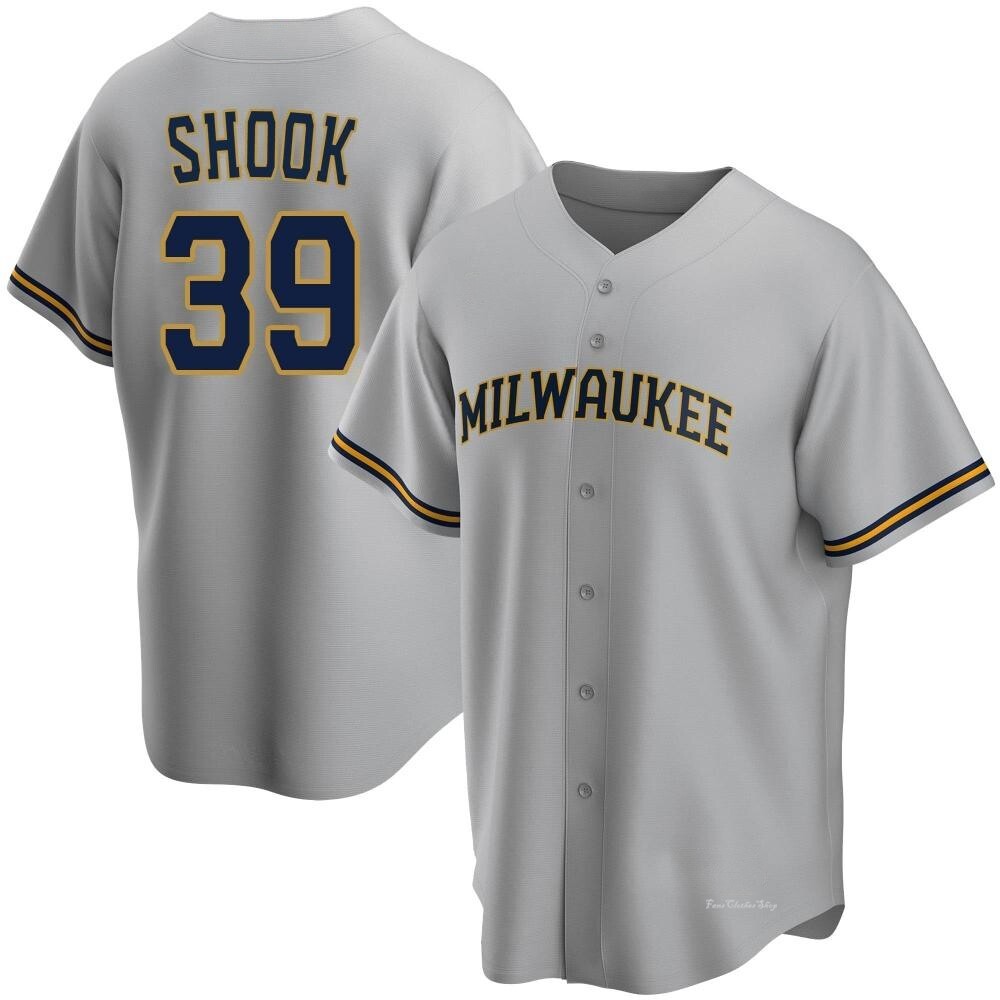Youth TJ Shook Milwaukee Brewers Replica Gray Road Jersey
