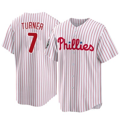 Youth Trea Turner Philadelphia Phillies Replica White 2022 World Series Home Jersey