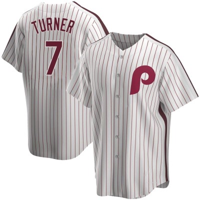 Youth Trea Turner Philadelphia Phillies Replica White Home Cooperstown Collection Jersey