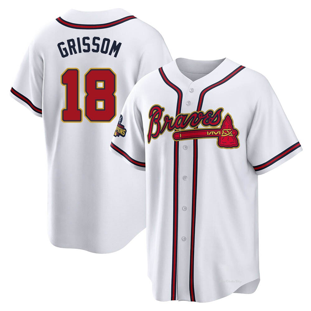 Youth Vaughn Grissom Atlanta Braves Replica Gold White 2022 Program Jersey